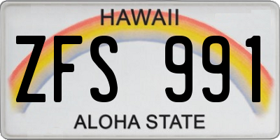 HI license plate ZFS991