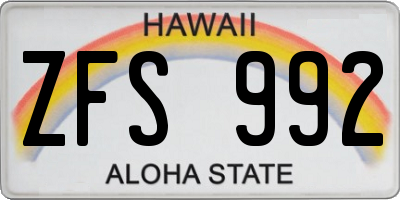 HI license plate ZFS992