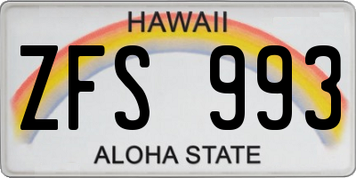 HI license plate ZFS993