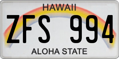 HI license plate ZFS994