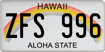 HI license plate ZFS996
