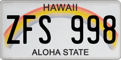 HI license plate ZFS998