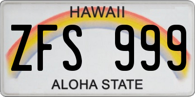 HI license plate ZFS999