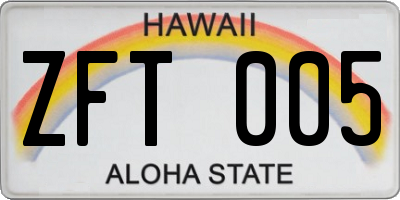 HI license plate ZFT005