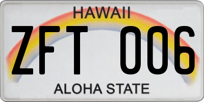 HI license plate ZFT006