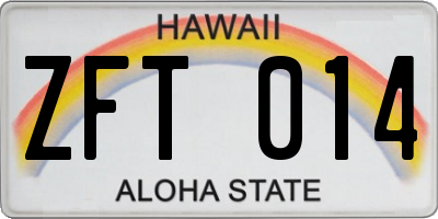 HI license plate ZFT014