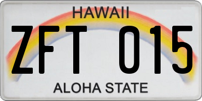 HI license plate ZFT015