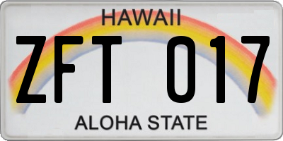 HI license plate ZFT017