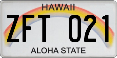 HI license plate ZFT021
