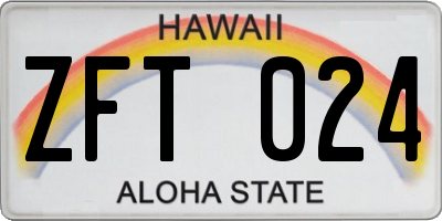 HI license plate ZFT024