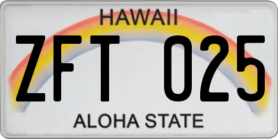 HI license plate ZFT025