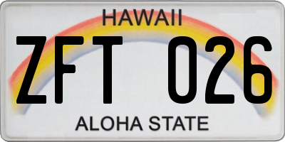 HI license plate ZFT026