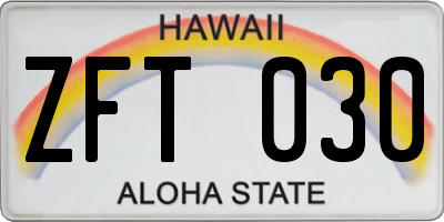 HI license plate ZFT030