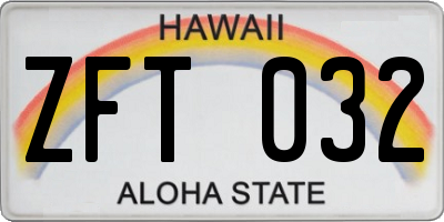 HI license plate ZFT032
