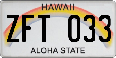 HI license plate ZFT033