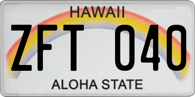 HI license plate ZFT040