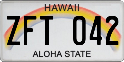 HI license plate ZFT042