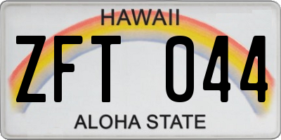 HI license plate ZFT044