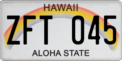 HI license plate ZFT045