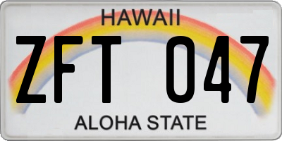 HI license plate ZFT047