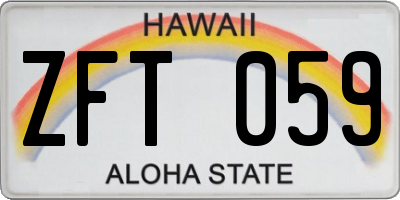 HI license plate ZFT059