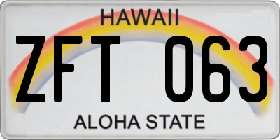 HI license plate ZFT063