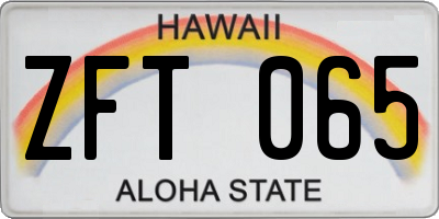 HI license plate ZFT065