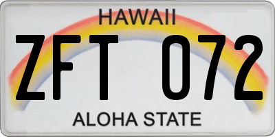 HI license plate ZFT072