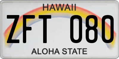 HI license plate ZFT080