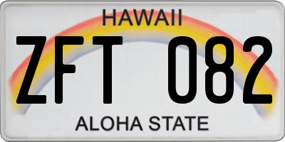 HI license plate ZFT082