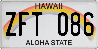 HI license plate ZFT086