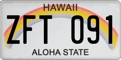 HI license plate ZFT091