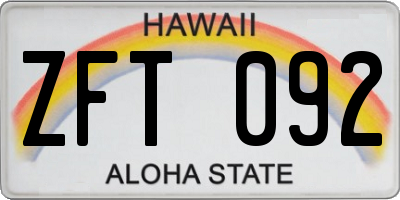 HI license plate ZFT092