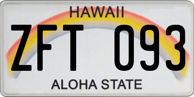 HI license plate ZFT093