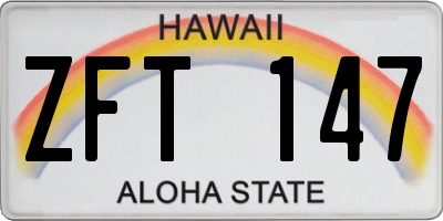 HI license plate ZFT147