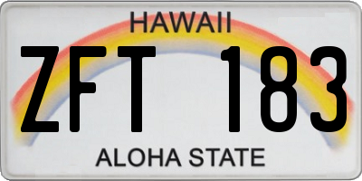 HI license plate ZFT183