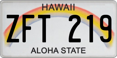HI license plate ZFT219