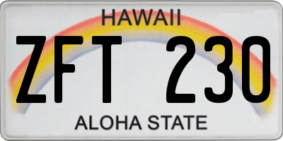 HI license plate ZFT230