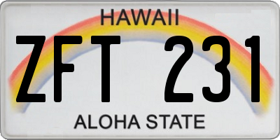 HI license plate ZFT231