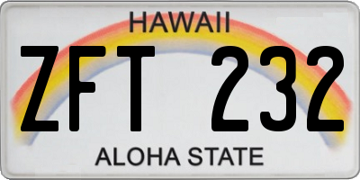 HI license plate ZFT232