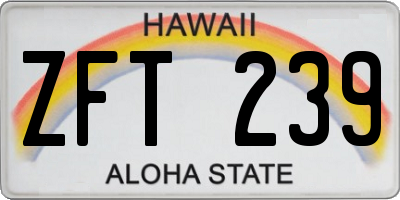 HI license plate ZFT239