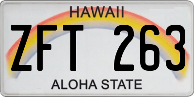 HI license plate ZFT263