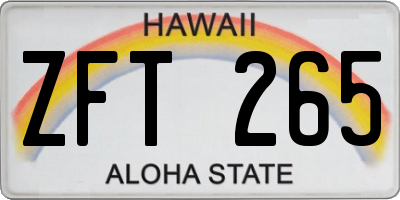 HI license plate ZFT265