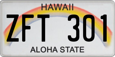 HI license plate ZFT301