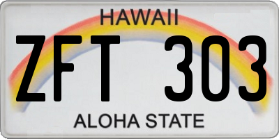 HI license plate ZFT303