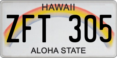 HI license plate ZFT305