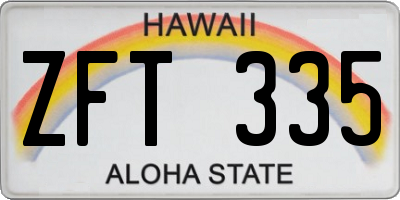 HI license plate ZFT335
