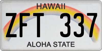 HI license plate ZFT337