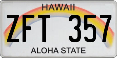 HI license plate ZFT357