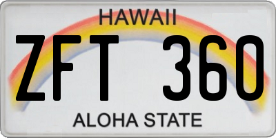 HI license plate ZFT360